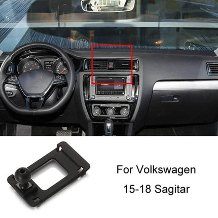 VW Air Outlet Phone Holder Base For Dashboard In Car mounted on Volkswagen Sagitar 15-18 dashboard air vent, compact black plastic snap-on base