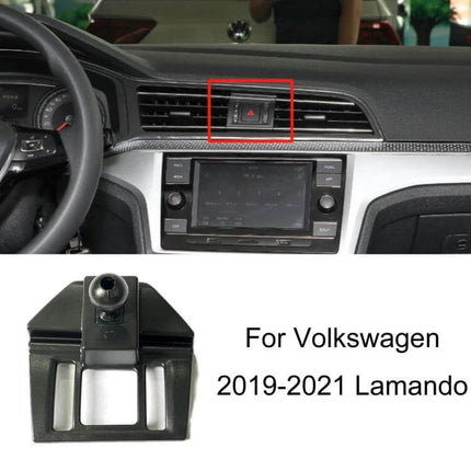 Car Air Outlet Phone Holder Base Snap On Dash Mount installed in Volkswagen Lamando 2019-2021 air vent, compact snap-on design not blocking airflow