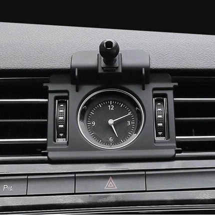 Car Air Outlet Phone Holder Base Snap On Dash Mount installed on car vent around dashboard clock, secure snap-on base for hands-free navigation