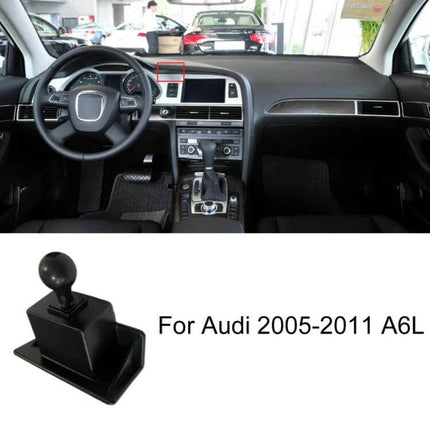 Audi Dashboard Phone Holder Mount For Left Hand Drive Cars installed on left-hand-drive Audi dashboard near center vent, hands-free navigation and calls