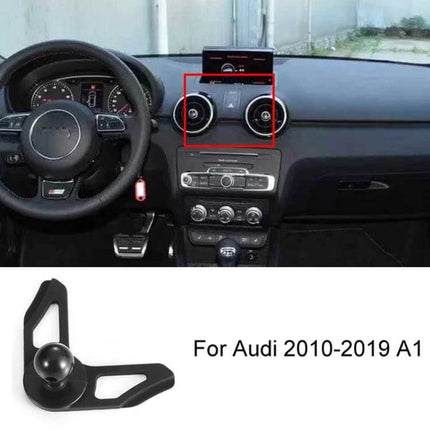 Audi Dashboard Phone Holder Mount For Left Hand Drive Cars clipped to dashboard vent in Audi A1 2010-2019 for hands-free navigation and calls
