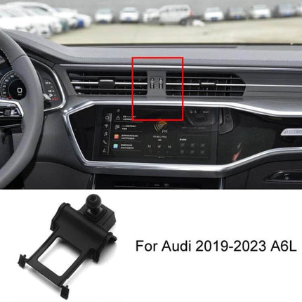 Audi Dashboard Phone Holder Mount For Left Hand Drive Cars showing vent-mounted cradle installed on Audi A6L dashboard
