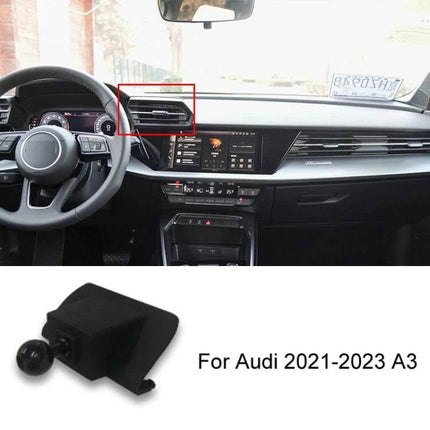 Audi Dashboard Phone Holder Mount For Left Hand Drive Cars installed on Audi A3 dashboard vent for hands-free navigation and secure phone placement