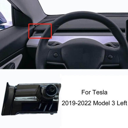 Tesla Air Outlet Clip Phone Holder Base Left Mount installed on Tesla Model 3 dashboard air outlet left side with 360-degree ball head