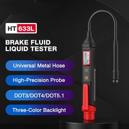 Use HABOTEST Pen for Checking Moisture in Motorcycle Brake Fluids - HABOTEST HT633L brake fluid liquid tester with flexible metal hose and three-color backlight