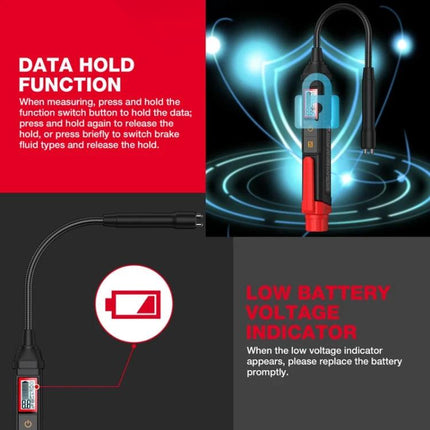 Use HABOTEST Pen for Checking Moisture in Motorcycle Brake Fluids - compact tester with data-hold and low-battery indicator