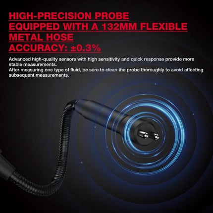Use HABOTEST Pen for Checking Moisture in Motorcycle Brake Fluids - flexible probe with 132mm metal hose and high-precision sensor ±0.3%