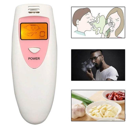 Bad Breath Detector Odor Gas Test Monitor With Digital LCD Display handheld pocket tester with backlit screen and cartoon odor indicators