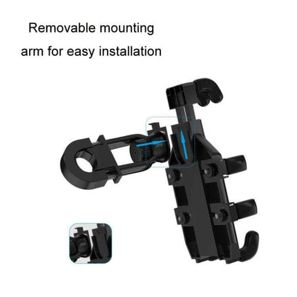 Phone Mount Eight Claw for Motorcycle Handlebar Easy One Hand Access showing removable mounting arm and adjustable eight-claw grip for secure phone fit