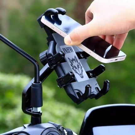 Phone Mount Eight Claw for Motorcycle Handlebar Easy One Hand Access – ABS phone holder fits 4.7–7.2in, eight-claw secure grip, adjustable back screw