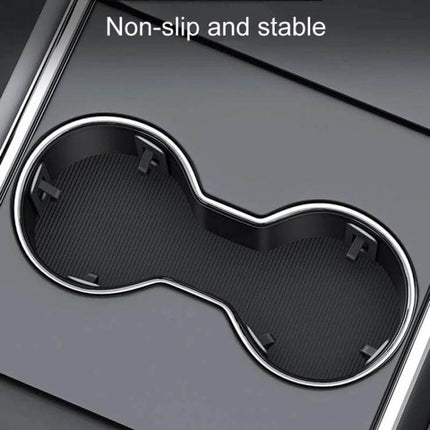 Car Cup Holder Fixed Limiter 3 Piece Set Non Rattle shown installed in car cup holder, non-slip rubber supports and molded plastic clips