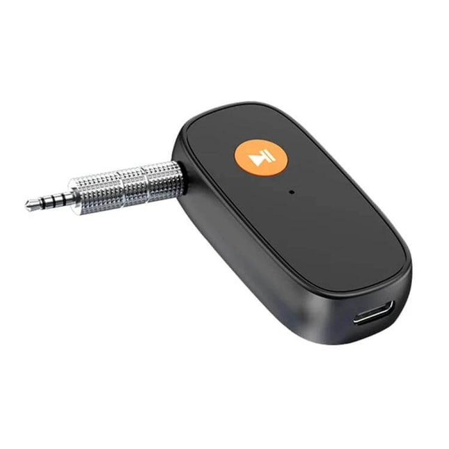 2-In-1 Car Bluetooth Receiver Transmitter For Hands-Free Calls black 3.5mm AUX adapter with single-button control and USB charging