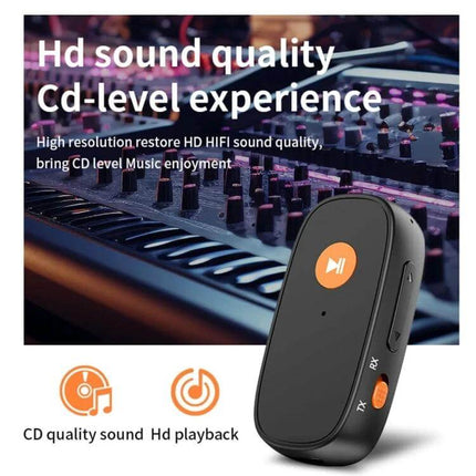 2-In-1 Car Bluetooth Receiver Transmitter For Hands-Free Calls - compact AUX Bluetooth transmitter/receiver for hands-free calls and CD-quality audio