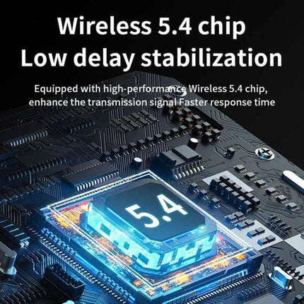 2-In-1 Bluetooth Receiver And Transmitter For In-Car Use showing Wireless 5.4 chip and low delay stabilization on circuit board