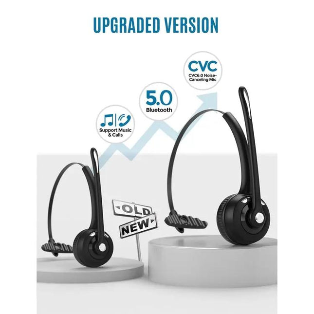 Bluetooth 5.0 Mono Wireless Business Headset Noise Cancel | Syndmart