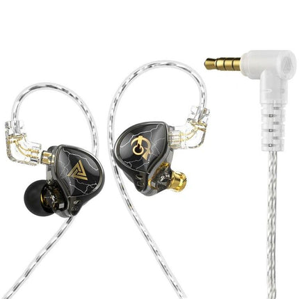 QKZ Wired In-Ear Earphones With Mic For Commuting And Calls black gold 10mm driver silver-plated cable