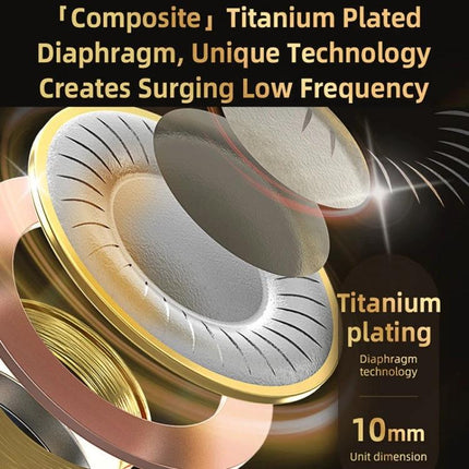 QKZ Wired In-Ear Earphones With Mic For Commuting And Calls titanium plated 10mm driver diaphragm close-up