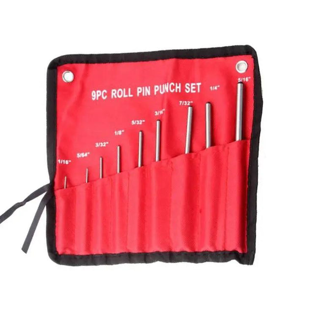 9-Piece Roll Pin Punch Set Heavy Duty HSS With Hammer | Syndmart