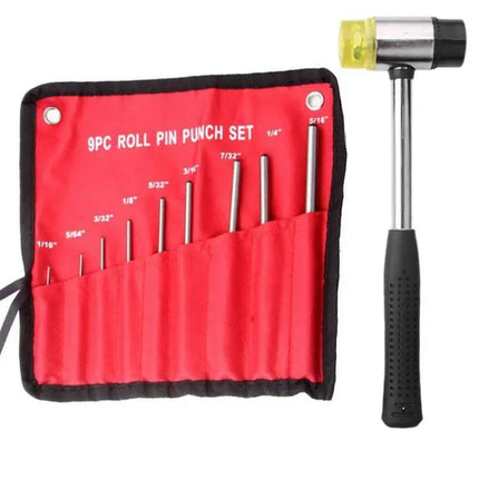 9-Piece Roll Pin Punch Set Heavy Duty HSS With Hammer | Syndmart