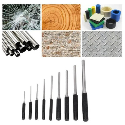 9-Piece Roll Pin Punch Set Heavy Duty HSS With Hammer | Syndmart