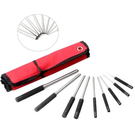 9-Piece Roll Pin Punch Set Heavy Duty HSS With Hammer | Syndmart
