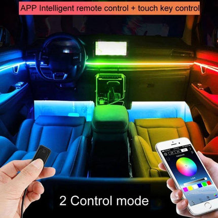Car Hidden Acrylic RGB LED Ambient Light Strip For Interior Mood - flexible ABS silicone strip lighting on dashboard and footwells with app, remote, touch control