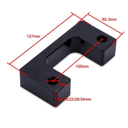 Aluminum Chassis Lifting Pads for Chevrolet GMC Vehicles, Up to 2.5 Inches - black aluminum pad with dimensions 127x60.3x100mm and bolt holes