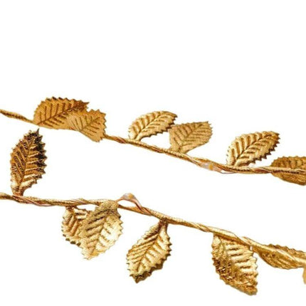 LED Golden Leaf Vine Light String, 2m For Holiday Decor — flexible golden leaf LED vine on copper wire for Christmas trees, vases, wedding arches