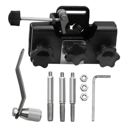 Portable Handheld Chain Saw Sharpener, Three-Head Grinding with aluminum body, three emery heads and hand-crank for on-site saw chain sharpening