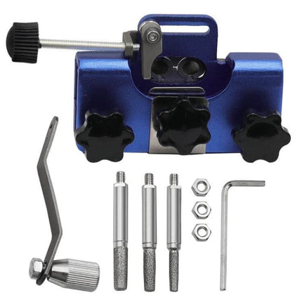 Portable Handheld Chain Saw Sharpener, Three-Head Grinding compact aluminum alloy hand-cranked chain sharpener with three emery grinding heads