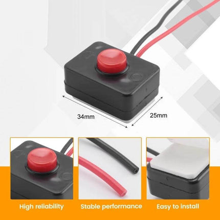 Car Horn Switch Button For Vehicle Use Small On Off Button Four Pack - compact 34x25x14mm ABS on/off horn button with red cap, wires, 4-pack