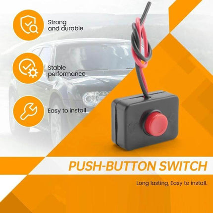 Car Horn Switch Button For Vehicle Use Small On Off Button Four Pack - compact red push-button switch with wires, ABS flame-retardant housing, easy to install