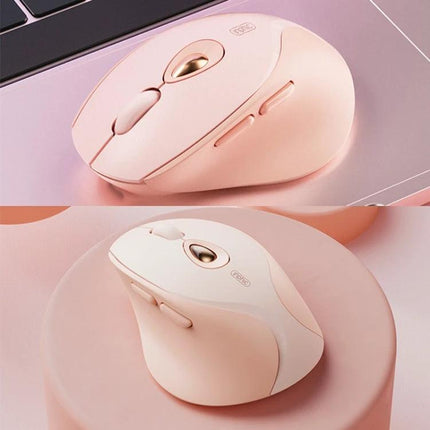 Inphic Rechargeable Wireless Mouse for Office and Gaming in pink, low-noise Bluetooth and wireless mouse with adjustable DPI for laptop, tablet, PC