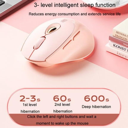 Inphic Rechargeable Wireless Mouse for Office and Gaming - pink low-noise wireless Bluetooth mouse with adjustable DPI and intelligent sleep hibernation modes