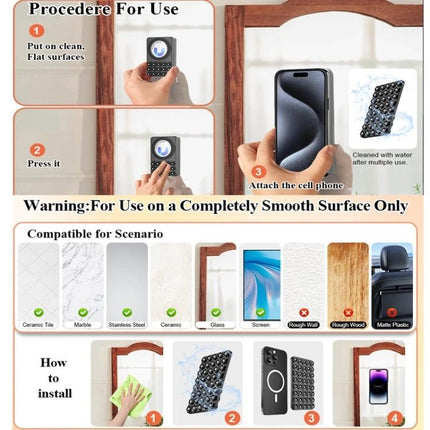 Magnetic Silicone Phone Stand for Hands-Free Surface Mounting on mirror or smooth dashboard for hands-free viewing