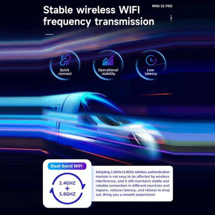 Carlinkit Dual-Channel Wireless CarPlay Adapter for In-Car Use showing dual-band 2.4/5.8GHz fast stable WiFi, low latency, quick connect in car