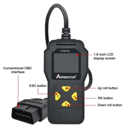 Aermotor Tool for Everyday Vehicle Diagnostic Checks handheld OBD-II code reader with 1.8 inch LCD for quick engine diagnostics
