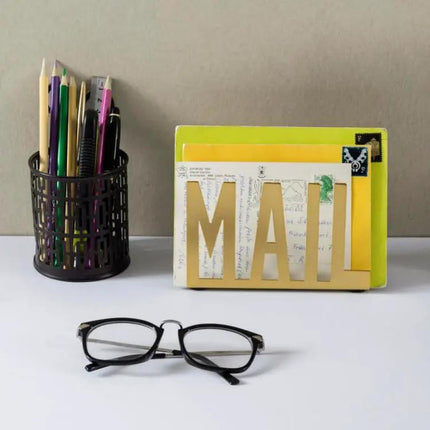 Home Office Metal Mail Envelope Sorting Desktop Organizer Matte Black