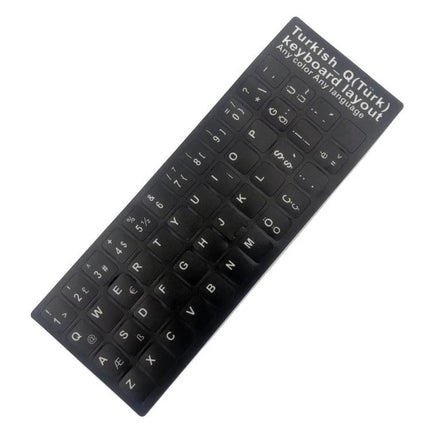 Laptop Keyboard Stickers for Ukrainian, Turkish, and More Languages - black laptop keyboard stickers showing Turkish and other language characters