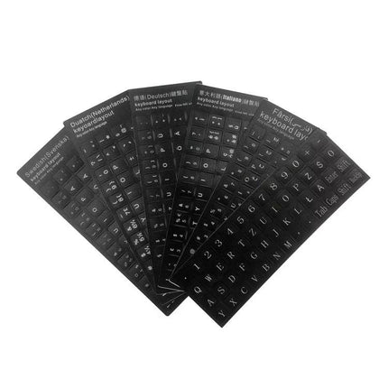 Laptop Keyboard Stickers for Ukrainian, Turkish, and More Languages - black language-specific laptop keyboard sticker set