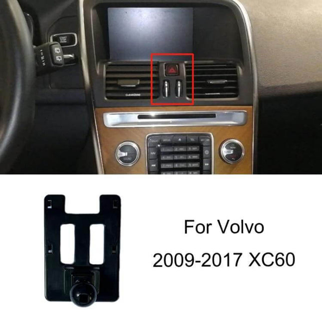 Volvo Car Dashboard Phone Mount For Navigation Bracket installed on Volvo XC60 dashboard air vent, durable plastic buckle mount for stable navigation