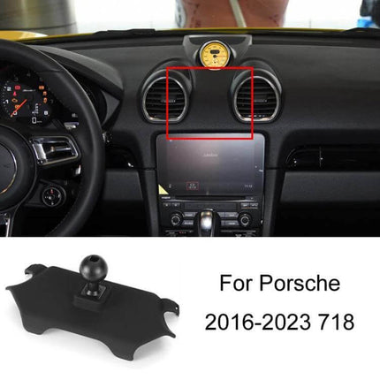Porsche Car Phone Mount For Dashboard Clip On Holder - black plastic clip-on mount for Porsche 718 dashboard vent installation