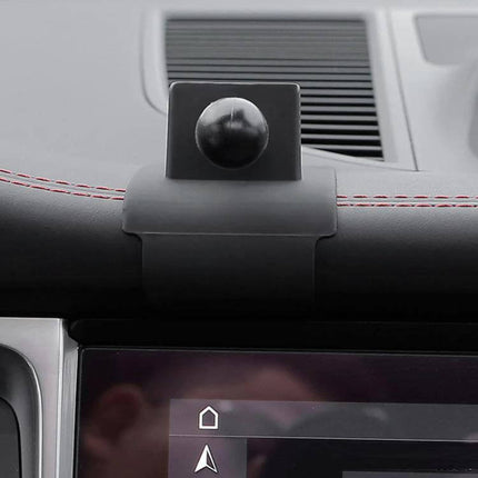 Porsche Car Phone Mount For Dashboard Clip On Holder - compact plastic clip securing phone on dashboard with ball joint for stable view