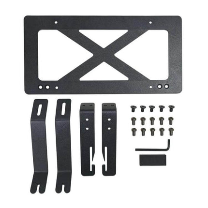 American Standard License Plate Frame for Tesla Models 3 and Y - black metal mounting kit with brackets and screws