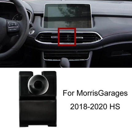 Left-Drive Car Dashboard Phone Holder for MG Models mounted on dashboard air vent near center display, compact clip-on design for MG 2018-2020 HS
