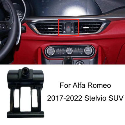 Alfa Romeo Car Phone Mount For Left Hand Drive Dashboard clipped to vent in red Alfa Romeo Stelvio interior