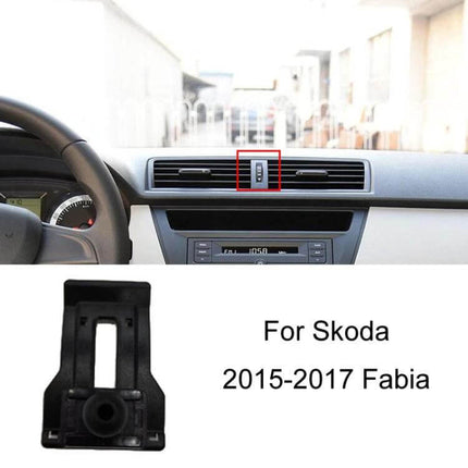 Skoda Dashboard Phone Mount For Navigation Clip On installed on Fabia dashboard vent, 360° rotating ball head, stable clip-on holder (2015-2017)