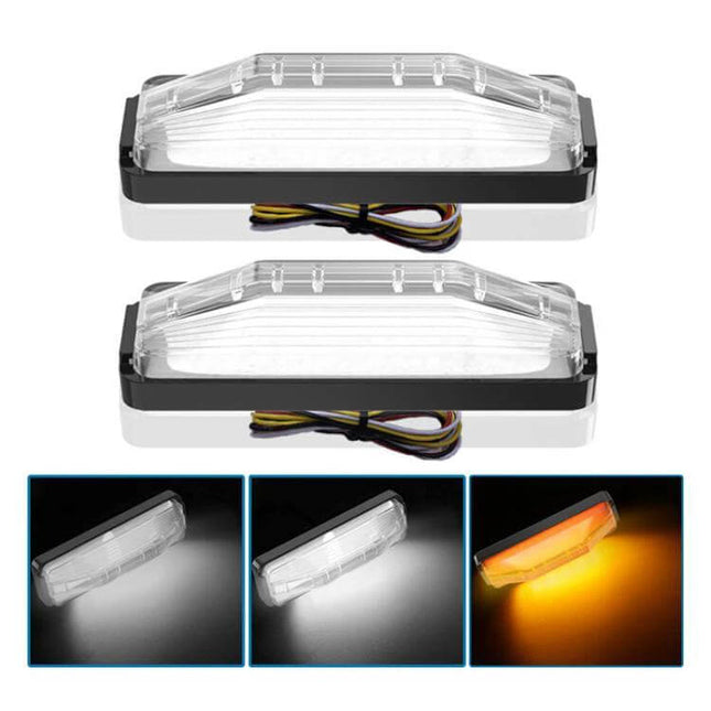 2 Pack 28LED Bi Color Brake Tail Lights For Vans And Trucks compact 104x26mm ABS+PC rear light set dual-color brake and tail 12-24V