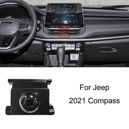 Dashboard Phone Holder For GPS Navigation In Car Daily Use clip-on vent mount shown installed on Jeep Compass 2021 dashboard