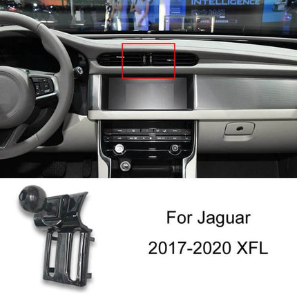 Car Phone Holder Bracket For Jaguar Dashboard Clip On Mount installed on Jaguar dashboard air vent, clip-on mount for 2017-2020 XFL, hands-free navigation